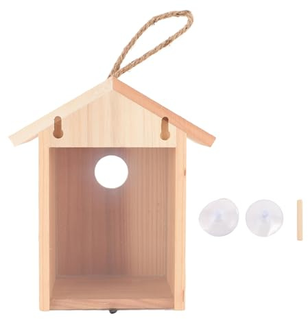 Rcniso Casa para Pájaros con Ventana, Caja Nido para Pájaros con Diseño Transparente y Elegante de Cedro Resistente para Jardín