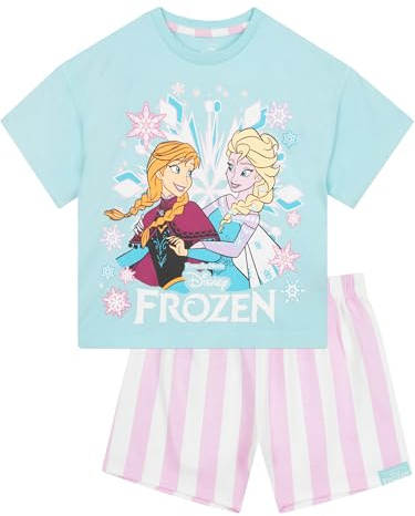 Disney Frozen Girls Pyjamas, Anna And Elsa Girls Pjs Set, Kids Summer Cotton Pyjamas, Ages 18 Months To 8 Years