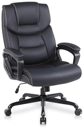 ralex-chair Executive Office Chair, Ergonomic Desk Leather Chair, Black | High Back, Adjustable Height, 360° Swivel, Lumbar Support, Tilt Function, Comfortable Material