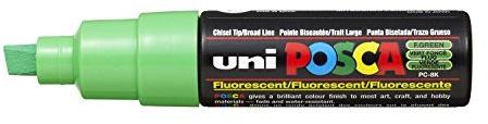 Uni Posca Marker PC-8K Paint Glass Pen Broad Chisel Tip 8.00mm Fluorescent Green