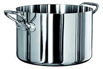 Pentole Agnelli ALUM10424 hög gryta med 2 handtag, aluminium, silverfärgad, 24 cm