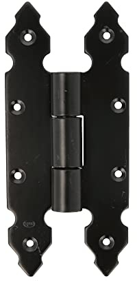 Amig - Bisagra - Tipo Libro y Fija - 200 x 90 x 4 mm - Con Remate - Estilo Clásico y Sencillo - Ideal para Fijar en Contraventanas y Puertas de Armarios - Acero Negro