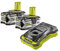 RYOBI Kit Batterie + Chargeur 18V One+ RC18150-250G – 2 Batteries 5.0Ah + Chargeur Rapide, Grande Autonomie pour travaux Long, Compatibilité Totale One+, Autonomie Prolongée
