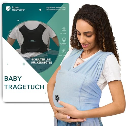 Koala Babycare Tragetuch Baby Neugeborene - Einfach Anzuziehen für Mütter und Väter - Babytrage Multi-Use Bis 9kg - Babytragetuch Blau