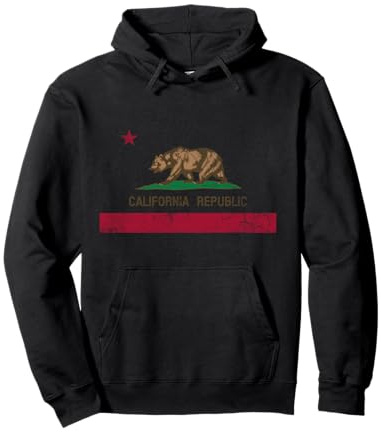 Drapeau de la République de Californie pour hommes, femmes, enfants, vintage, délavé Sweat à Capuche