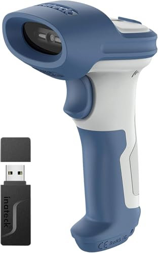 Inateck Wireless Barcode Scanner 2D, Bluetooth 5.0, 2.4Ghz Barcode Reader, QR Code Scanner, liest von Bildschirmen, BCST-73