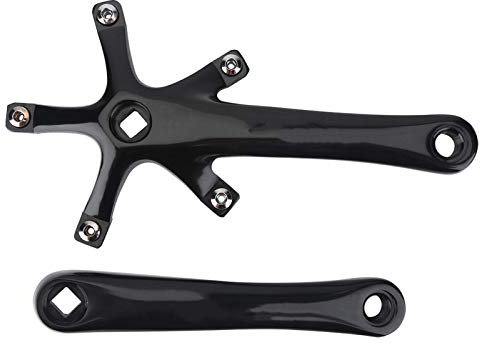 Boaby Fahrrad Kurbelarme, 1 Paar Universal 170mm Fahrrad Aluminium Legierung Single Kurbelgarnitur MTB 5-Klauen Kurbelarm Set Fahrrad Reparaturteile Bcd 130Mm Für Mountainbike Rennrad(Schwarz)