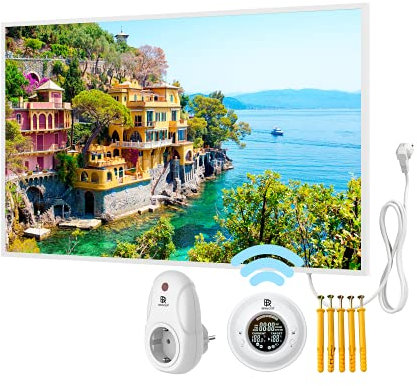 Bringer Imagen calefacción por infrarrojos con marco – calefacción de imagen – 100 x 60 x 1,8 cm – Portofino, Italia