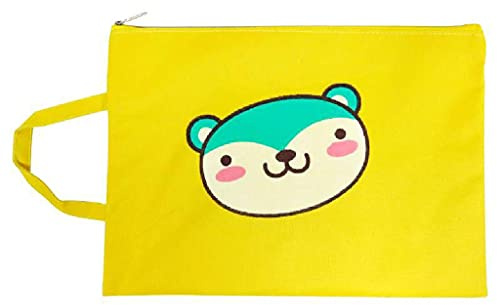 DFGF File Folder Large-Capacity Canvas Shopping Bag Office Portfolio Student Test Paper Sorting Package Handbag with Zipper (Color : Yellow)