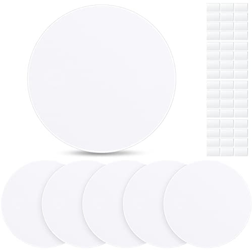 Sosation 6 Pcs Ceiling Cover Plate Wall Hole Cover Plastic Flat Blank Plate with 48 Pcs Double Faced Adhesive Tape for Ceilings or Wall(7 Inch)