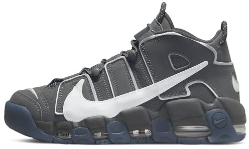 NIKE Homme Air More Uptempo Chaussure de Basketball, Gris Fer/Blanc-Gris fumé-Fourmi, 44 EU