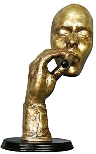 CFLNYC Home Decor Home office Decorations Retro Abstract Sculpture Man Smoking Cigar Creative Statue Character Resin Figurine Artwork