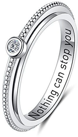 ZOEXUE Anxiety Rings for Women: Sterling Silver Cubic Zircornial Spinner Ring Twirl Relieving Band Stress Anti Fidget Jewelry gifts for Granddaughter Mother
