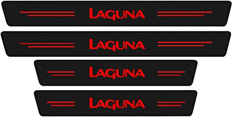 EAGLEG 4 Piezas Pegatina para Umbral de Coche para REN-Ault Laguna 1 2 3 1994-2015, Película Protectora Estribos Fibra Carbono Autoadhesivo Puerta Guardias del Borde Decoración Accesorios,Red