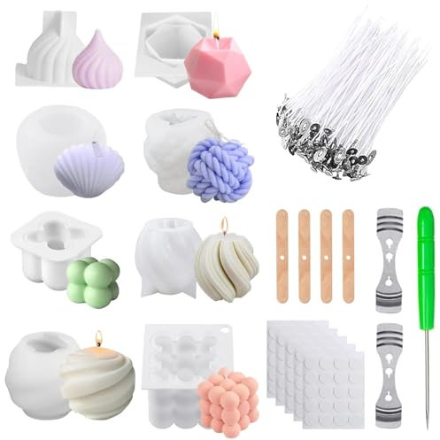 HIQE-FL Kerzenform Bubble Kit, 8 Stück Formen zum Gießen, Silikonformen für DIY Aromatherapie Herstellung Supplies, BPA-Frei
