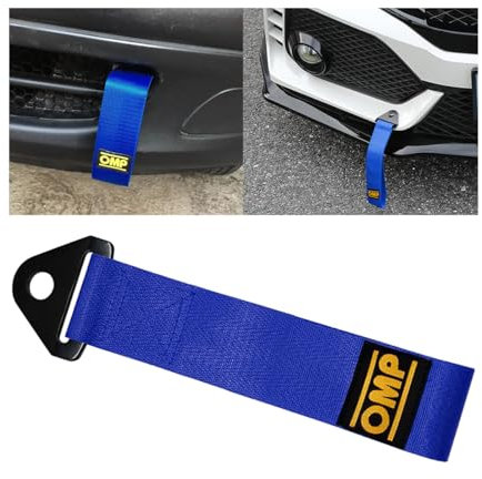 JNNJ 2 Pieces Towing Loop Universal, Tow Strap Tuning with Bolt + Nut + Cable Tie Tow Strap Tow Eye Tuning, Trailer Belt Personalised Decoration, High-Strength Towing Cable for Vehicle(Blue)