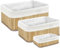 TIENDA EURASIA - Juego de 3 Cestas de Bambú, Forrado Interior de Tela, Color Natural, Grande 30 x 20 x 12 cm, Mediana 28 x 18 x 10 cm y Pequeña 25 x 15 x 8 cm, Organización del Hogar