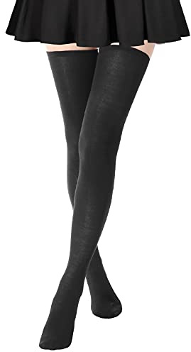 DRESHOW Mujer Extra Largos Medias de Muslo Hasta Rodilla Casual Sobre la Rodilla Medias Altas de Muslo Calcetines Largos de Algodón