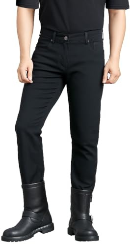 BGA Jeans da moto da uomo – Bikers Gear Australia Jeans protettivi da moto da uomo, taglio classico, foderati, pantaloni protettivi da moto, jeans in kevlar, Nero , 56