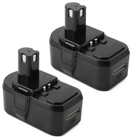 BURGARDEN 2Pcs 18V 5500mAh Batterie de Remplacement pour Ryobi RB18L50 RB18L40 RB18L25 BPL-1815 BPL-1820G BPL-18151 BPL1820 P102 P103 P104 P105 P107 P108