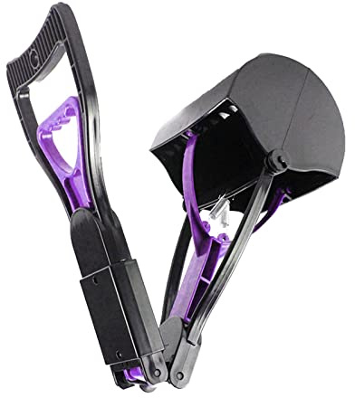 Pelle à Crotte pour Chien, Pelle Ramasse Crottes, Pelle Crotte Chien, 23Pouces Pooper Scooper à Long Manche pour déjections en extérieur/intérieur pour Chats et Chiens, Violet
