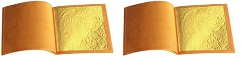 SIM GOLD LEAF lot de 20 feuilles d'or pur alimentaire 43 mm X 43 mm 24 carats 100% veritable