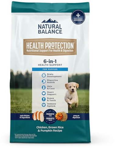 Natural Balance Health Protection Puppy Dry Dog Food – Whole Body Health, Easy on Digestion Dog Food Made with Chicken, Brown Rice & Pumpkin for Puppies - 4lbs.