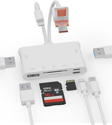 Micro SD Kartenleser,7-in-1 SD Kartenleser & USB OTG Adapter mit Micro SD & SD Kartensteckplätzen Speicherkartenleser für iPhone/iPad, USB C und USB A Geräte unterstützt SDHC/SDXC/MMC