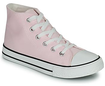 Divadames Womens High Top Lace Up Flat Canvas Pumps Ladies Casual Plain Shoes Size (Baby Pink, UK Footwear Size System, Adult, Women, Numeric, Medium, 5)