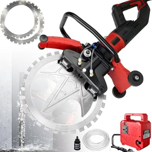 SHENGSHIYU Cortadora de Hormigon,8980W Motor sin Escobillas de Cobre,Velocidad del Motor 2300 RPM,Corte sin Polvo con Bomba de Agua,2 Diámetro del Disco de Diamante,520mm+600mm