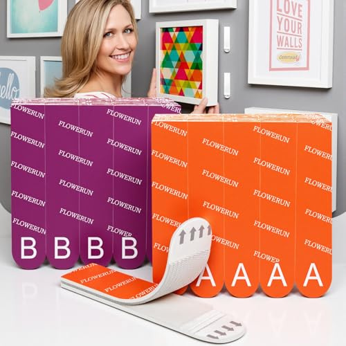 FLOWERUN 20 Paia Strisce Adesive Appendiquadri, Appendi Quadri Senza Chiodi, Chiodini per Quadri Muro per Cornici Poster, Decorazioni, Massima 8kg (20 Paia)