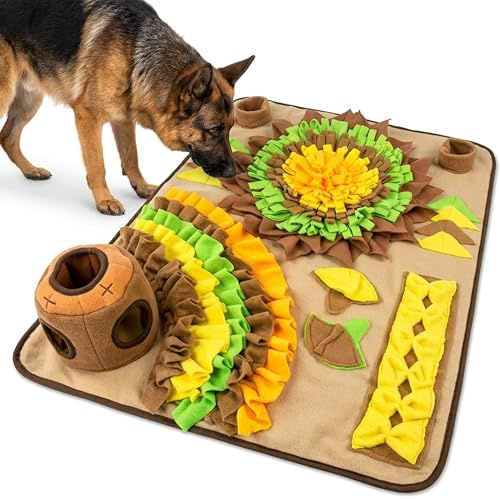 LuxiPets Interactive Dog Snuffle Mat for Slow Feed & Digestion Support - Large 31×24 in, Multicolor Mat with Washable Fleece, Non-Slip Backing - Mental Stimulation & Puzzle Toys for Dogs of All Breeds