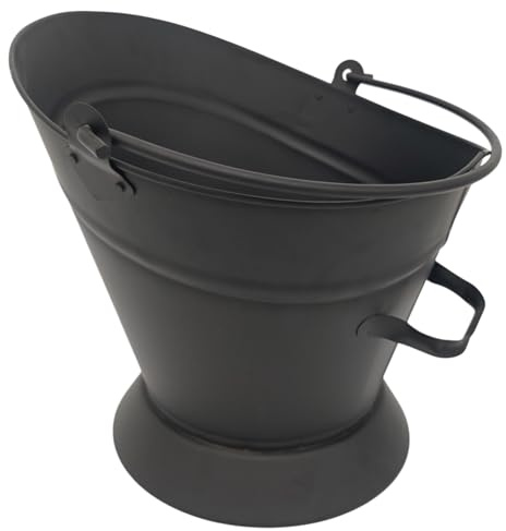 𝗪𝗔𝗧𝗘𝗥𝗟𝗢𝗢 𝗦𝗧𝗬𝗟𝗘 𝗕𝗟𝗔𝗖𝗞 𝗠𝗔𝗧𝗧 𝗙𝗜𝗡𝗜𝗦𝗛 𝗖𝗢𝗔𝗟 & 𝗔𝗦𝗛 𝗕𝗨𝗖𝗞𝗘𝗧 𝟭𝟲” | H35cm x Dia28cm | Heat-Resistant Metal Bucket for Fireplace | Log Burner or Stove | 𝗙𝗜𝗥𝗘𝗦𝗜𝗗𝗘