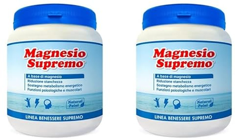Natural point magnesio supremo 300 grammi in polvere - riduce stress e stanchezza dovute dall'affaticameno, senza lattosio, adatto ai vegani, utile per lo sport e per la regolarità (2)