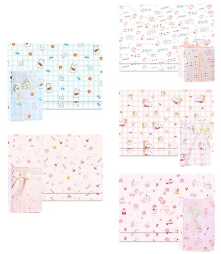 Presentpappersset 10 ark med söta djurmotiv – perfekt presentförpackning för barn, flickor, födelsedag, jul och gör-det-själv-hantverk