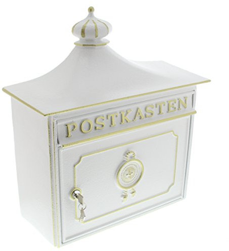 Burg-Wächter Alu-Guss-Briefkasten mit Komfort-Tiefe, A4 Einwurf-Format, EU Norm EN 13724, Bordeaux 1895 W, Weiß