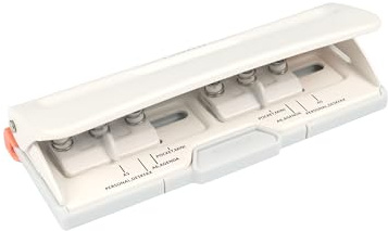 Bira Craft Perforadora ajustable de 6 agujeros, color blanco roto, capacidad de 8 hojas, mini/bolsillo A3/A4/A5/A6/Agenda/personal/Deskfax, rendimiento garantizado