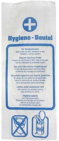1000 Hygienebeutel aus Papier für Damenhygiene, Hygienetüten für Tampons & Binden, 12 x 4 x 28 cm, hygienisch & geruchssicher, Papier-Hygienebeutel