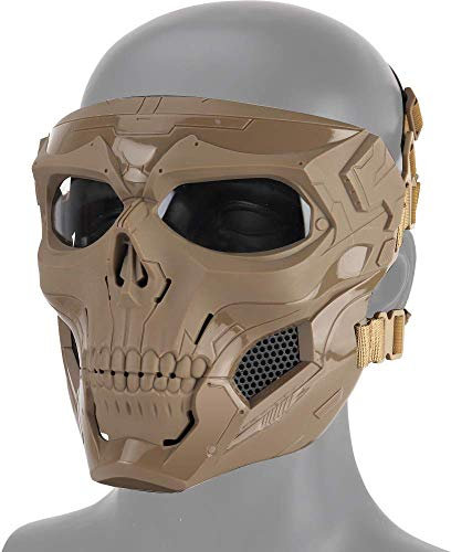 Maschera Integrale Tattica Skull Military Airsoft con Occhiali protettivi a Rete, Adatta per la Caccia Sportiva di Giochi di società, Giochi di Guerra CS