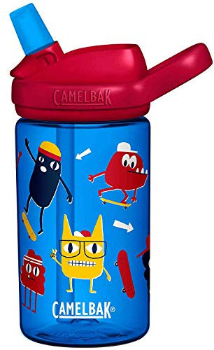 Camelbak Eddy+ Kids Bottle - Rad Skater Beasts, 400ml / Safe to Drink BPA Free Reusable Straw Sip Cup Boy Girl Youth Children Child Water Juice Flask Eco Environmentally Friendly Plant Based Plastic