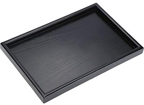 Rechteckform Tablett Schwarz Massivholz Tee Tablett Kaffee Snack Essen Mahlzeiten Mehrzweck-Serviertablett für Cafe Restaurant Hotel Home Shop(25 * 18 * 2cm)