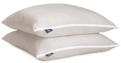 FABSY Juego de 2 Almohadas para Camas–Almohada Microfibra Supersuave y Refrescante con Relleno Transpirable de Bolas de Poliéster–Duradera–Almohada Ajustable Altura (Gris Claro, 50x70cm)