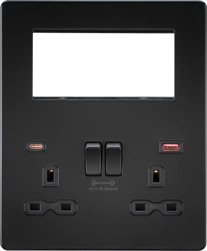 Screwless Small Multimedia Combination Plate with FASTCHARGE - Matt Black