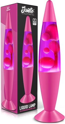 JAMBO 16 Beautiful Lamp- Purple with Pink Wax, Relaxing Liquid Light, Night Light Nightlight, Home Decor Living Room Office Bedroom Lamp for Adults Teens Kids, Magma Motion