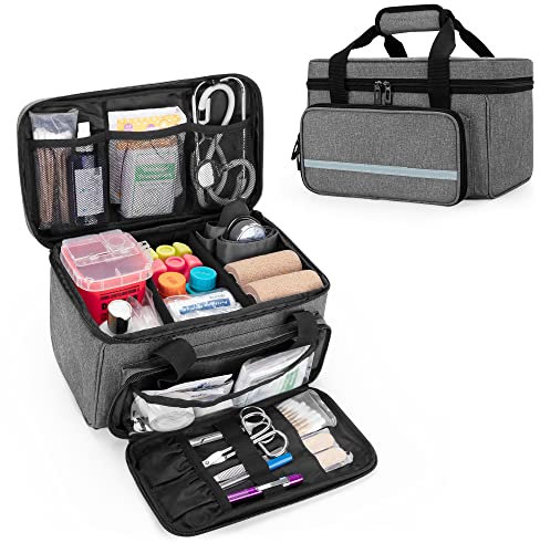 CURMIO Erste Hilfe Tasche Klein, Notfalltasche Leer für Haushalt, Erste Hilfe Set für Wander, Reise und Outdoor, Grau (Patent Angemeldet)