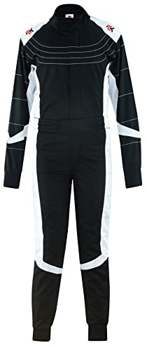 TK Combinaison de karting pour enfants - Combinaison de course, noir et blanc, 40