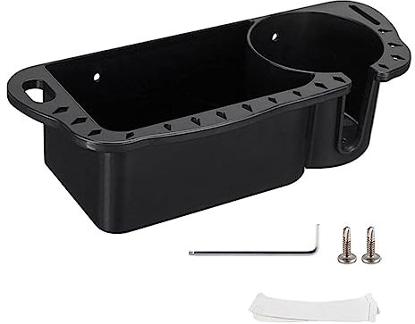 Perfeclan Boat Storage Organizer,Cup Holder,Universal,with Drainage Boat Accessories Boat Seat Storage for Kayak, Fly Fishing Equipment, Boat, Black