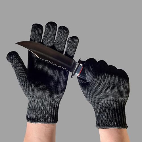PRECORN Schnittschutzhandschuhe Küche, Arbeit & Garten – Hochleistungs-Schutz | CE-zertifiziert | Edelstahl-Draht-Mesh | Rutschfest & Unisex | 1 Paar in schwarz
