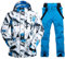HOTIAN Ensemble veste et pantalon de ski pour homme - Ensemble d'hiver chaud - Ensemble de ski - Imperméable - Coupe-vent, Bleu + bleu, XL