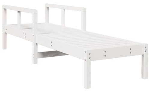 vidaXL Sonnenliege, Sonnenbett mit Verstellbarer Rückenlehne, Liege mit Latten-Design, Gartenliege Gartenmöbel Pool Balkon, Weiß Massivholz Kiefer
